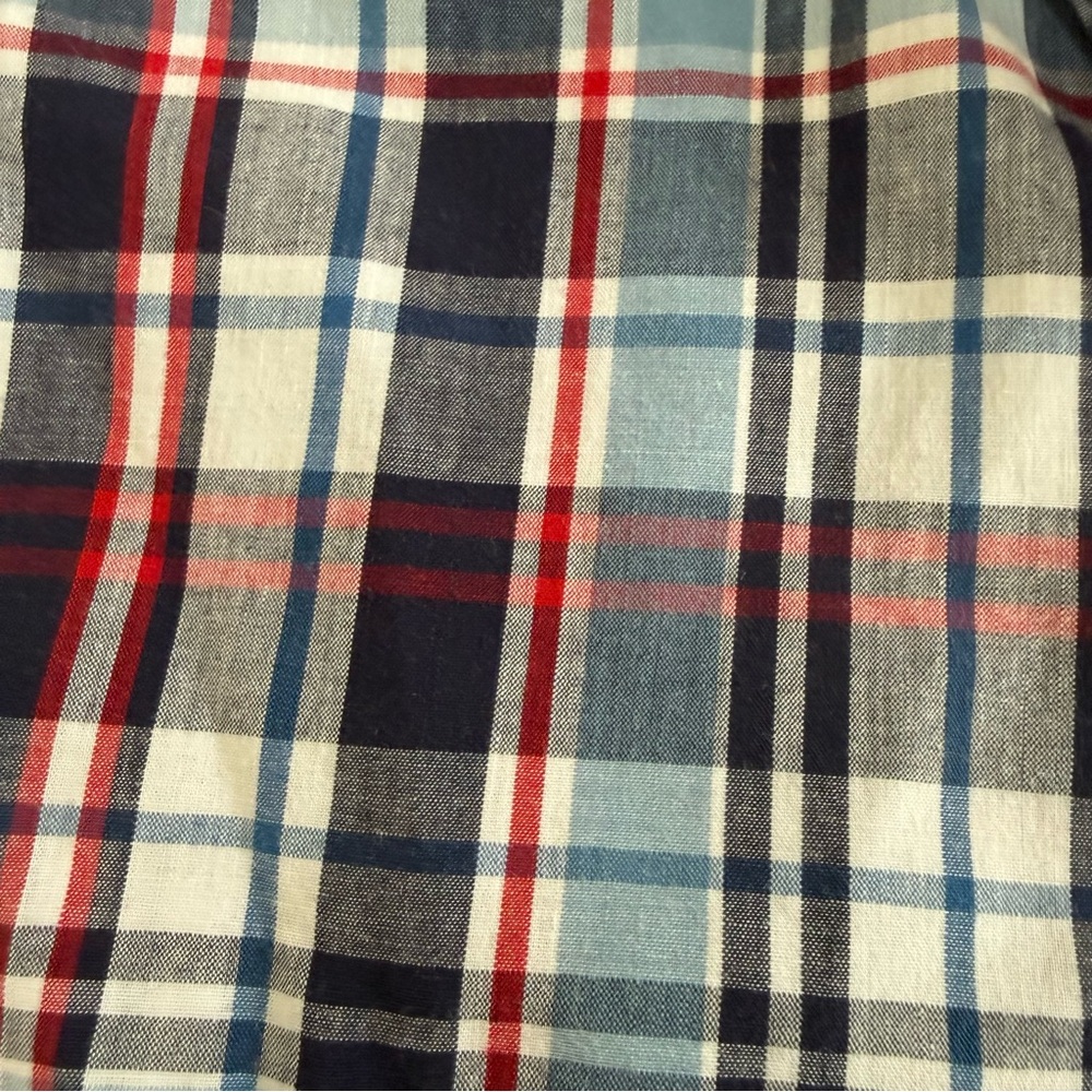 Orvis Button Up Shirt Men XXL Check Plaid Blue Red White Pocket - Picture 9 of 9